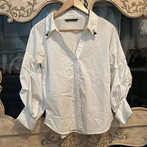 White blouse with jeweled collar ZARA
